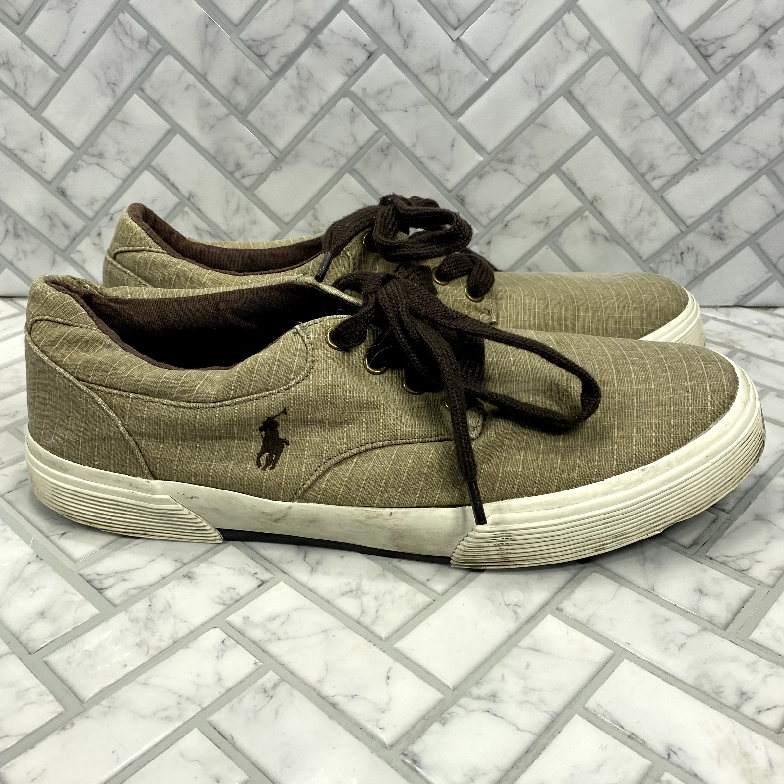 PONY Scarpe sneakers Polo Ralph Lauren uomo Felton 10D Faxon basse marroni tomaia in tela