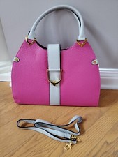 New Vera Pelle Genuine Leather Sonia Handbag Fuchsia 