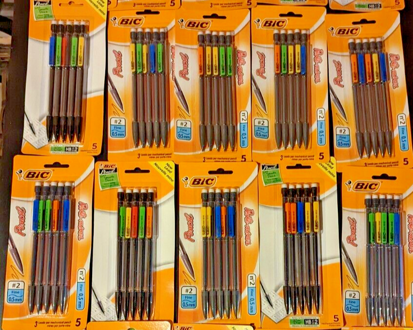 BIC Druckbleistift Variety Pack – 0,5mm / 0,7mm / 0,9mm, 180 Stifte Gesamt, Mit Radiergummi