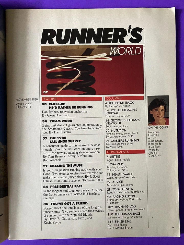 Runner’s World Magazine November 1988 Francoise Granville Diet Dilemma Energy - Image 3 of 3