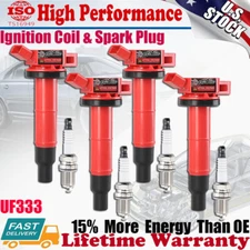 4X Ignition Coil + 4X Spark Plug Set for 2002-2011 Toyota Camry 2.4L UF333 UF494