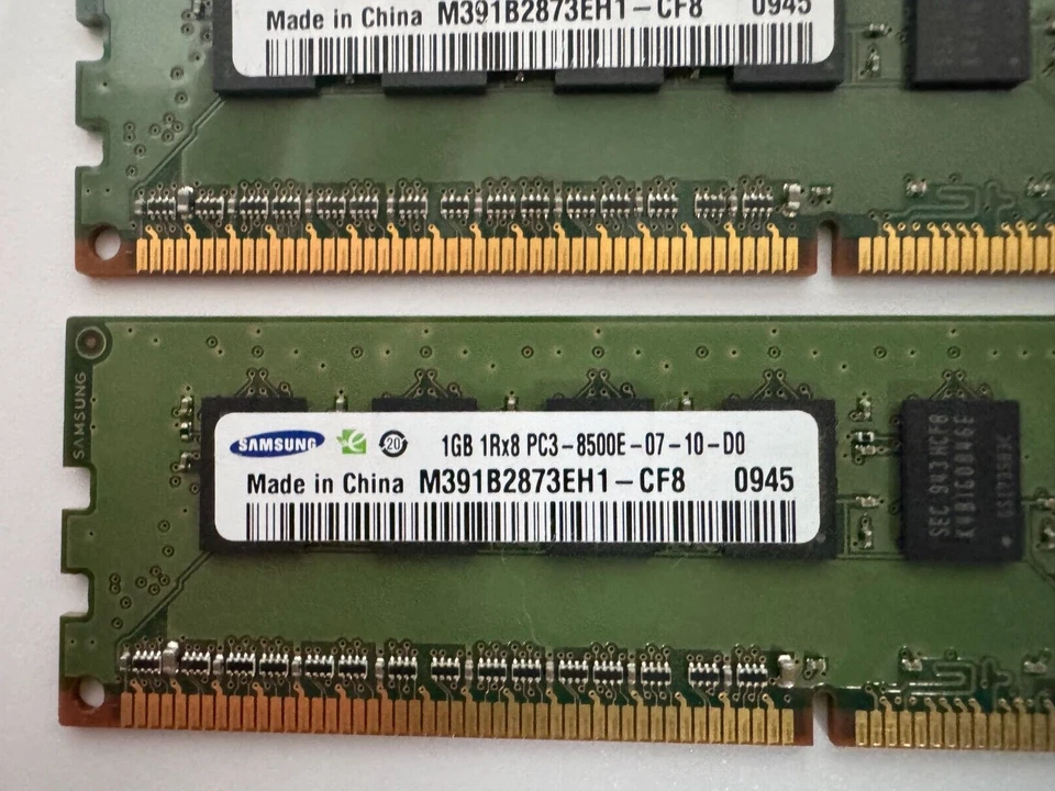 4x M391B2873EH1-CF8 Samsung 1GB PC3-8500E-07-10-D0 Server Memory RAM - Image 2 of 2