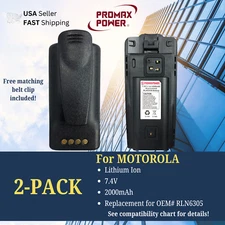 2x Replacement RLN6305 Batteries for Motorola Radios RDM2070d, CP110 [2000mAh]