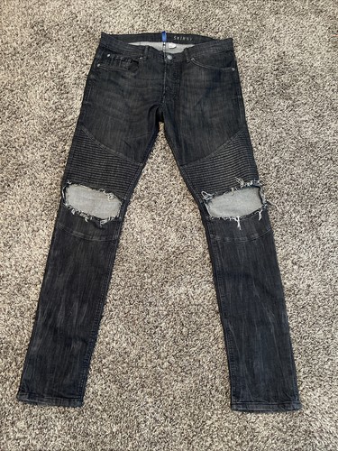h\u0026m skinny biker knee rip jeans black 