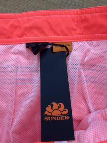 Sundek Swim Trunks Men's Fluo Orange Rainbow Size 29 - Picture 3 of 6