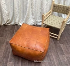Aamazing Pouffe Leather Moroccan Ottoman Unstuffed 30'' For Home/ Study