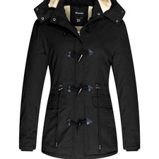 Wantdo Winter Coat Jacket Small Windproof Black Toggle Sherpa Lined Insulated