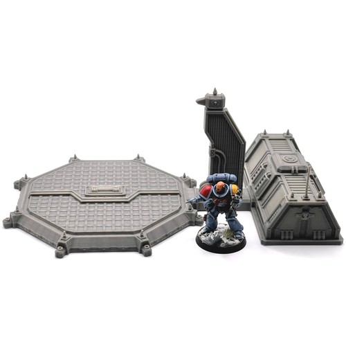 Grimdark Space Army Chapter Chapel Barracks Terrain 28mm Landing Pad Marine - Picture 5 of 8