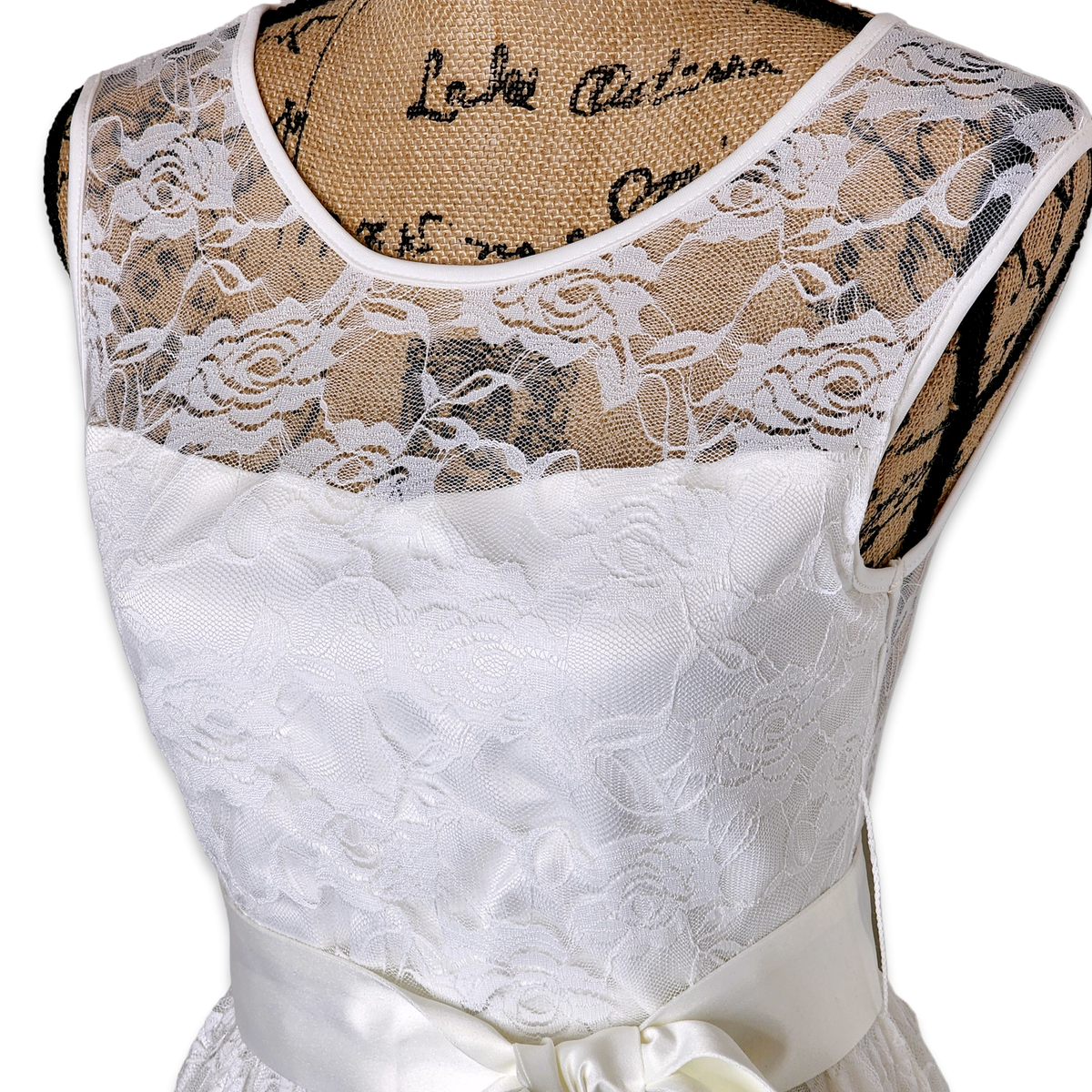 Mesh Lace Floral Open back Detachable Belt Wedding Dress Bridesmaid Size  Small | eBay