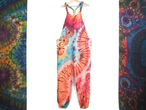 Tie Dye Boho Harem Dungarees Hippie Romper Bohemian Jumpsuit by Bare Canvas - Picture 8 of 85