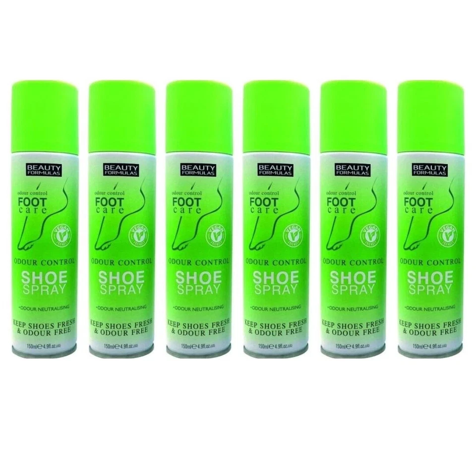 Beauty Formulas Shoe Spray Odour Control Fresh Shoe Deodoriser 150ml - Pack of 6