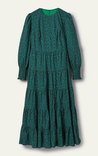 Boden Tiered Maxi Dress - Size 8R - Highland Green Rambling Ditsy Floral BNWOT - Picture 2 of 21