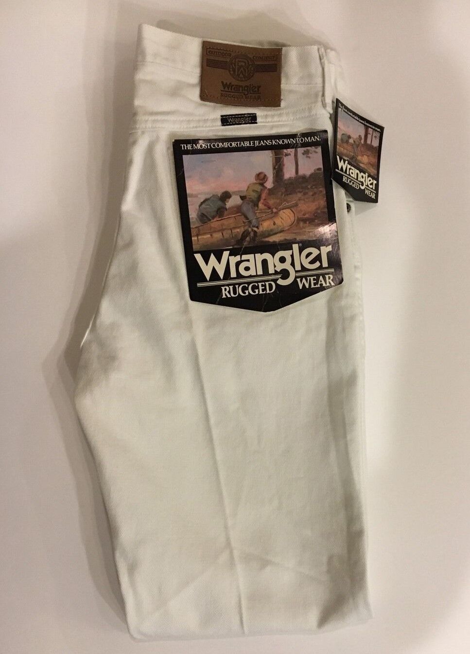 NOS NEW Vintage White Wrangler Rugged Wear Jeans … - image 2
