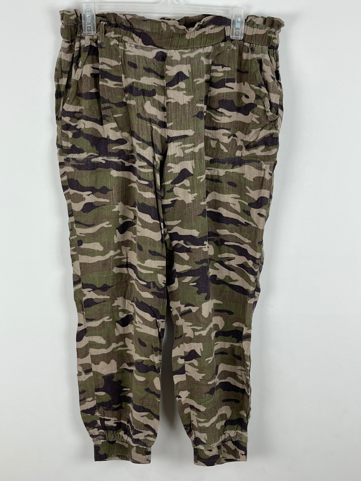 Bono Ankle Sweatpants Size L Green Camouflage Elastic Waist 30-36in Inseam 27in