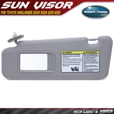 Gray Driver Side Sun Visor w/ Extender for Toyota Highlander 08-13 with Sunroof