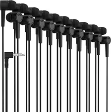 20 Pack of BLACK 3.5mm In Ear Earbuds - Individually Wrapped