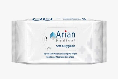 ARIAN MEDICAL Patient Cleansing Dry 200 Wipes, Extra Soft Absorbant, Large