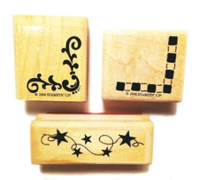 Lacy Curlicue Corner Stamp Striped Corner Stamp Star Border Stamp Lot of 3