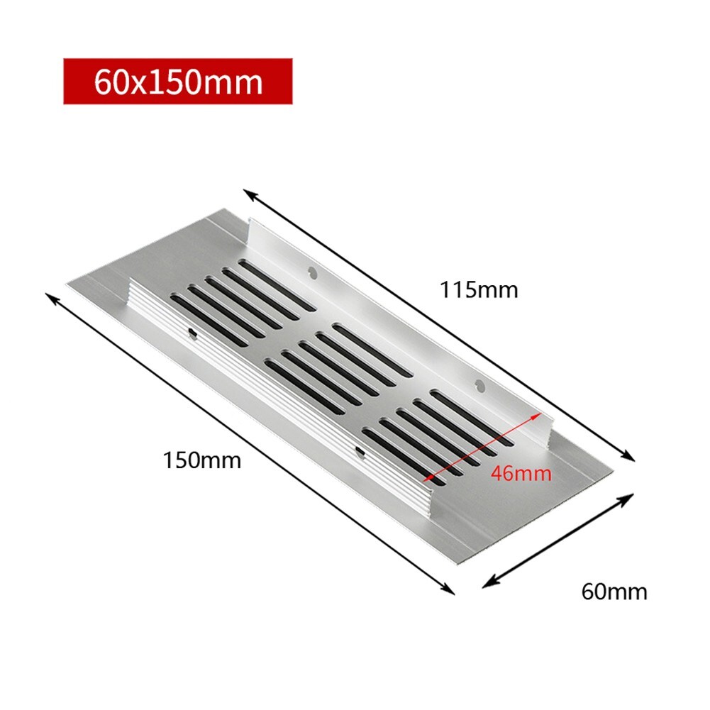 Lüftungsgitter-Abdeckung Aus Aluminiumlegierung – 60 X 200 Mm, 2 Stück – Für Schrank, Bad, Küche, Silber – Ohne Schrauben