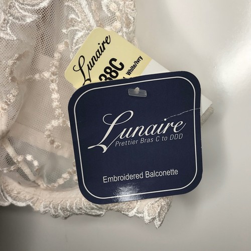 LUNAIRE Sevilla Embroidered Demi Bra Balconette 14011 Beige White Size 38C - Picture 4 of 12