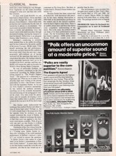 Polk - Speakers - Original Magazine Ad - 1982
