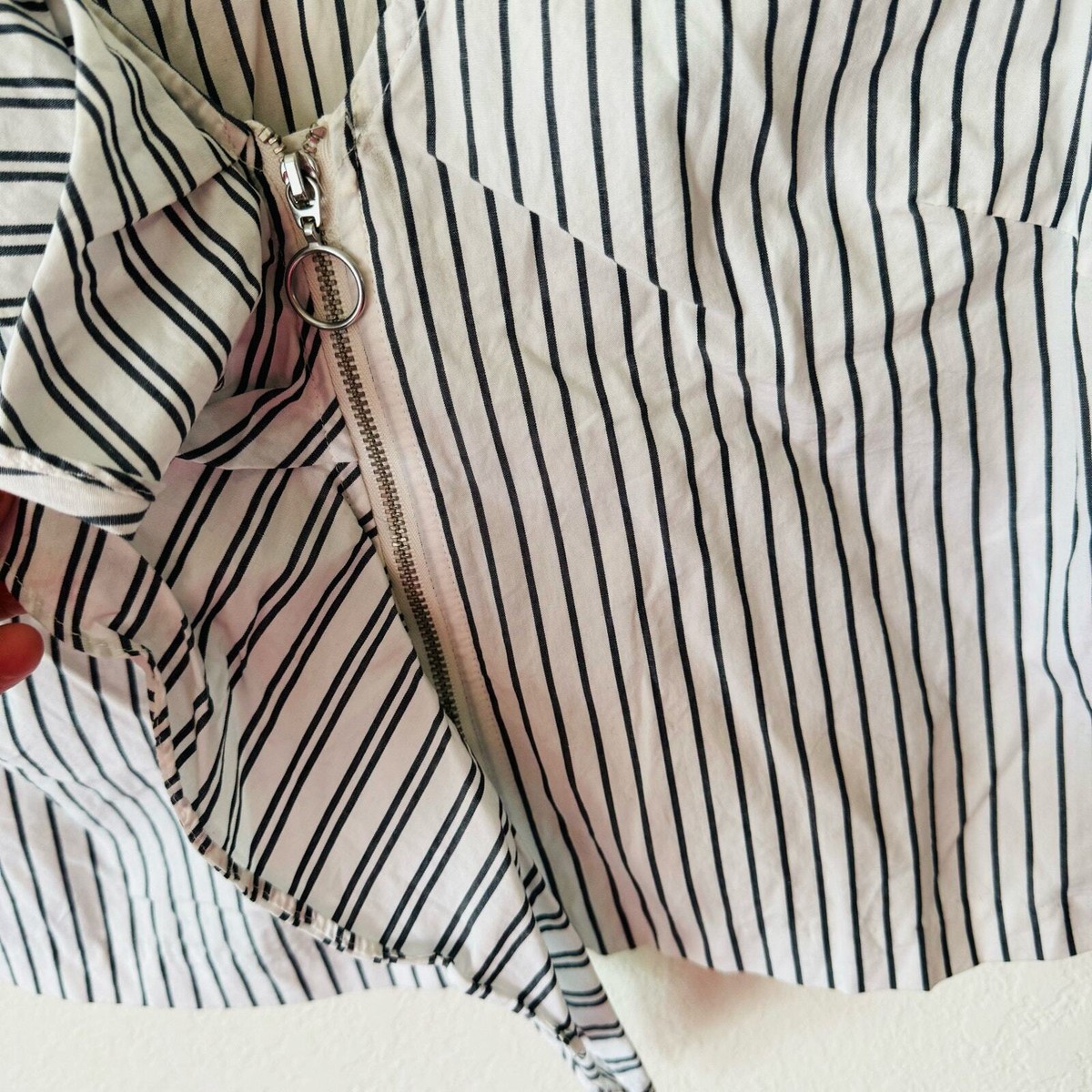 H&M | stripe ruffle tank full zip front closure | eBay