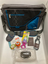 JJ Cole Diaper Bag with Stroller Grips, Wipes Case, Nibbler and Wrist Rattles