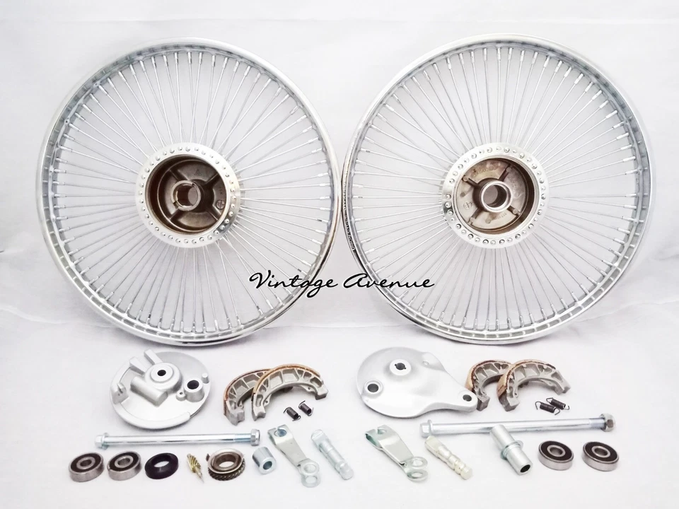 KIT CONJUNTO DE RAIOS CUBO DE FREIO ARO RODA DIANTEIRA-TRASEIRA HONDA CD50 CD65 CD70 [F6C+R4.1C] - Imagem 3 de 4