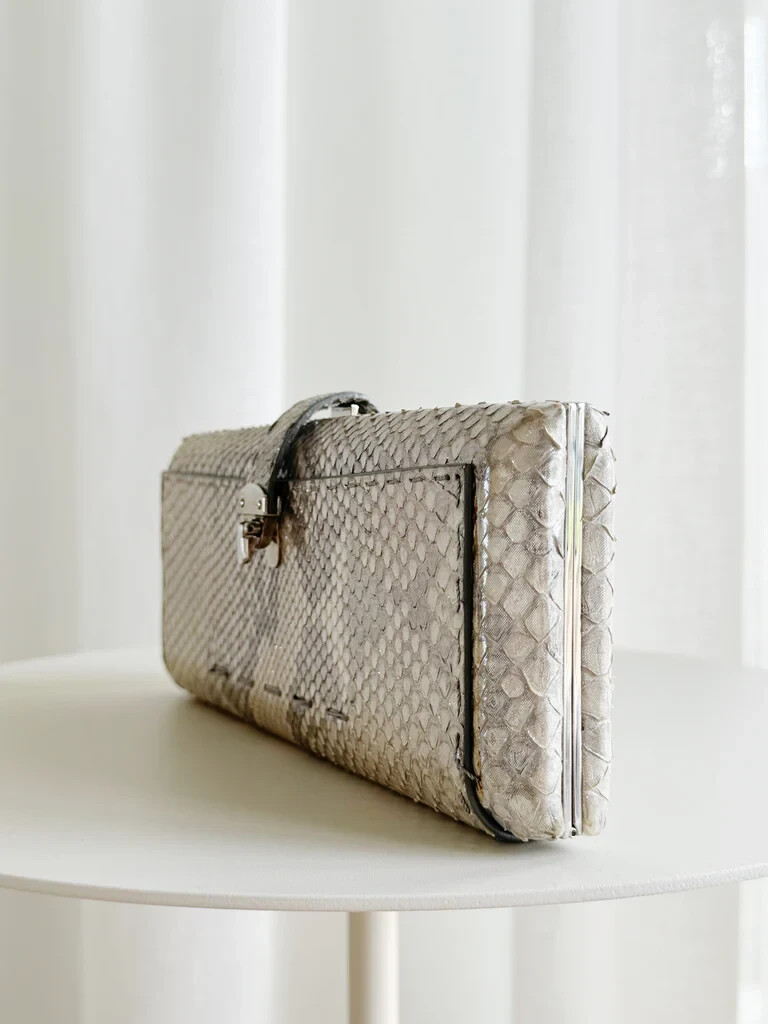 VBH Rectangular Compact Snakeskin Clutch - image 2