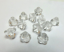 12 Pcs BELL FLOWERS 6 x 8mm CRYSTAL CLEAR CZECH GLASS BEADS LOT