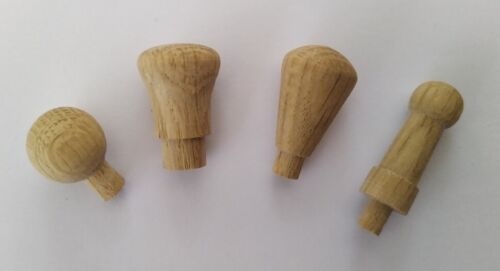 OAK Small Wooden Shaker Pegs Knobs Solid Wood miniature drawer Hangers Dollhouse - Afbeelding 1 van 7