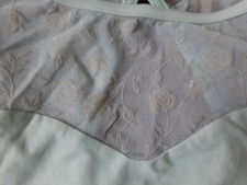 Wear Moi MAJESTE Leotard Mint Green Sheer Floral Velvet Flower Sweetheart Neck L