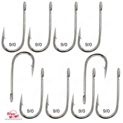 10pcs 9/0 Fish WOW! Fishing Open Eye Siwash hook 6X strong hi-carbon steel nicke