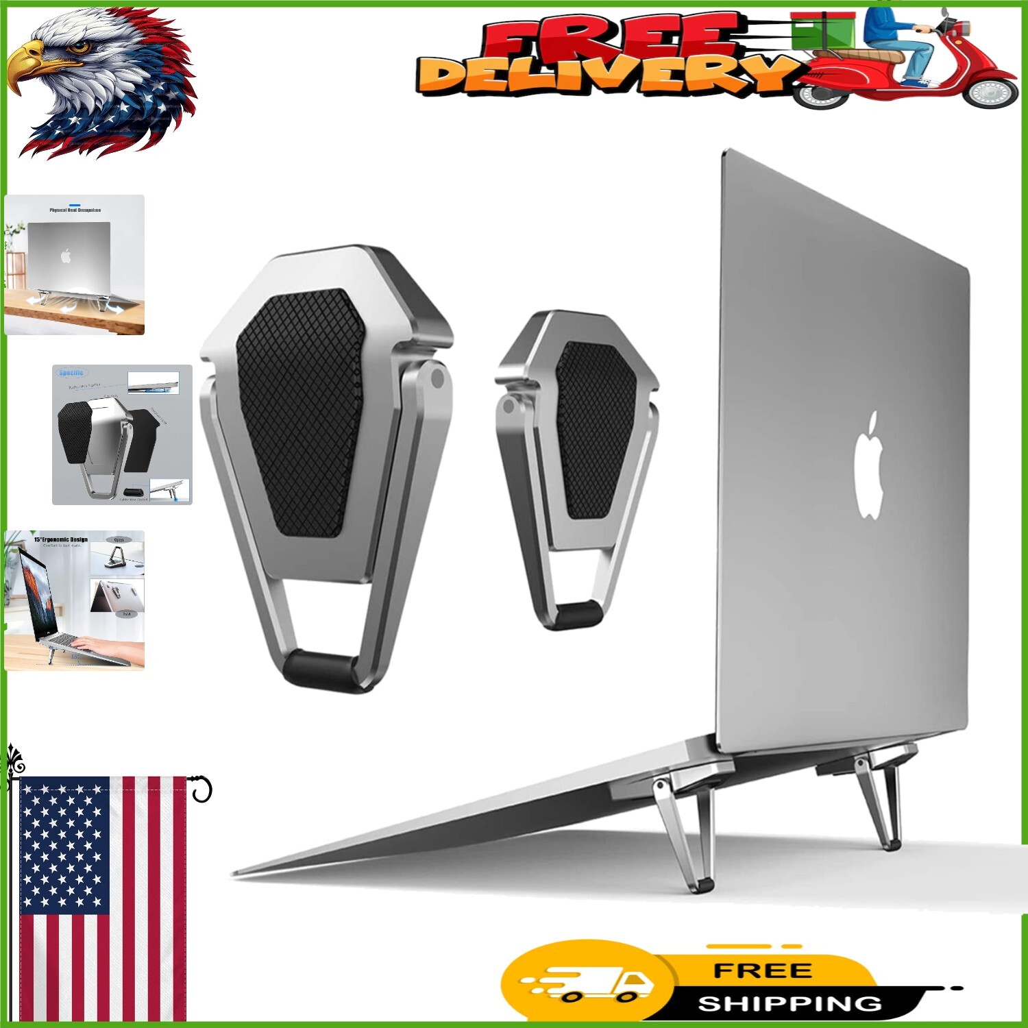 Compact Invisible Laptop Riser with Rubber Pads - Ultimate Travel Accessory