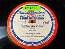 TREASURY STAR PARADE 148/9 Paul Muni,Wood,Gibbs 16" RADIO TRANSCRIPTION DISC