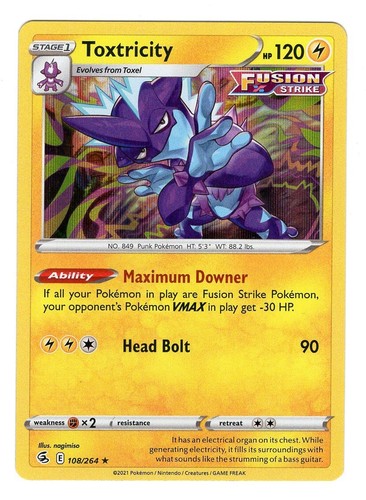 Stage 1 Toxtricity HP 120 Maximum Downer Ability Lightning Fusion