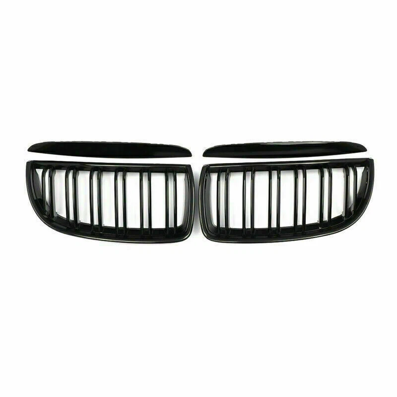 Rejilla delantera para BMW E90 E91 2005-2008 325i 328i negro brillante doble listón Foto 2 de 4