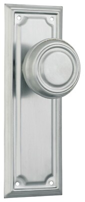 pair satin chrome edwardian door handles,round knob backplates,185 x 60mm