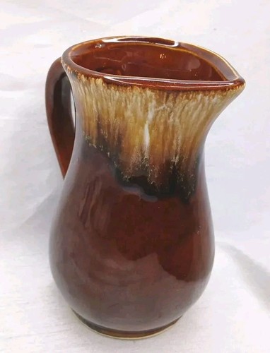 Vintage Robinson Ransbottom Pottery Brown Drip Pitcher Roseville Ohio USA 6" - Picture 7 of 9