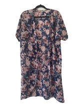 Speed Limit Floral Multicolor Long Kimono Short Sleeve Open Front Size S