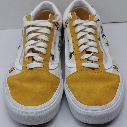 Vans Old Skool Skate Shoes Garden Check Yellow Women’s 8.5 Bees Flowers Suede - Picture 4 of 11
