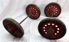 4 Vintage Metal Baby Buggy Wheels Pedal Car Garden Cart Pumpkin Wagon A45,