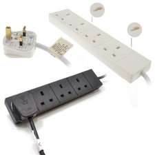 4 Gang Way UK 13A Trailing Socket Mains Power Extension Lead 1m/2m/3m/5m/10m/15m
