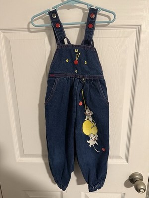 Vtg 80 s Lee Hickory Dickory Dock Mouse And Clock Denim Overalls 2T Union Tag 