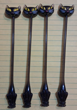 shag style Atomic black Cat swizzle stick lot of 4  by Accoutrements 2003