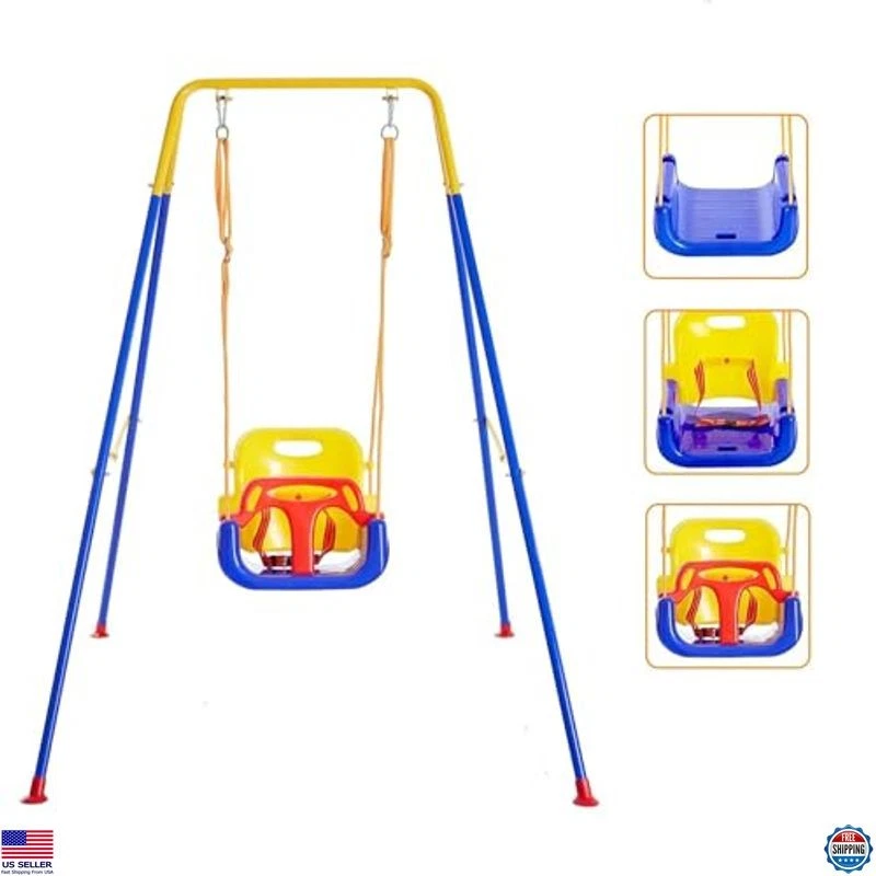 3-in-1 Toddler Swing Set - Indoor/Outdoor Baby Swing for 6 Months to 10 Years