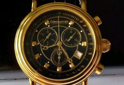 Calvaneo   1583 Modell CHEESTEM DIAMOND GOLD, Tachymeter!