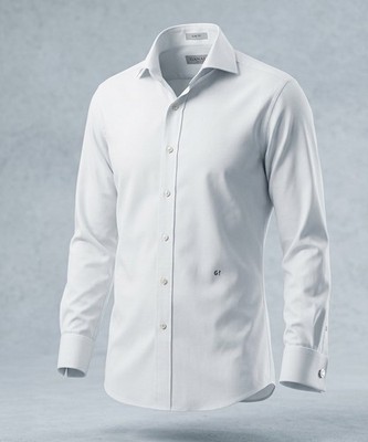ENZO CUSTOM Men s 100% Cotton Shirt In Solid White EXCELLENT CON