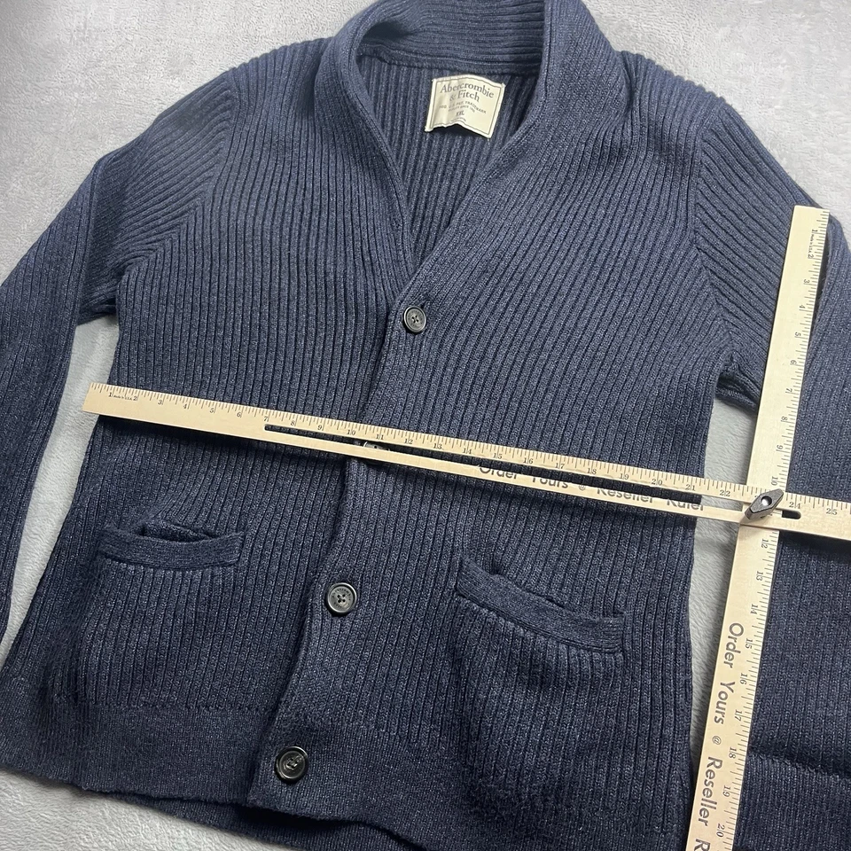 Suéter cárdigan difuso Abercrombie & Fitch para hombre tejido negro preppy 2XL Foto 4 de 4