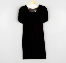 Vintage Cachet Bari Protas Black Velvet Puff Sleeve Dress Size 13/14 Glam Goth